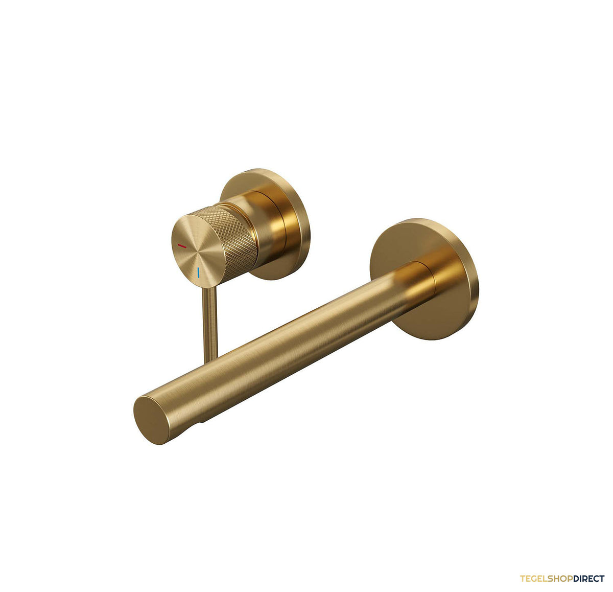 Inbouw Wastafelmengkraan Brauer Gold Carving Coldstart Rechte Uitloop Ronde Hendel Links Geborsteld Goud PVD Met Rozetten