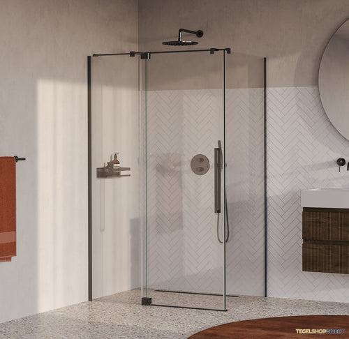 BRAUER Stellar douchecabine met draaideur helder glas 120x90x200 omkeerbaar incl. glascoating PVD gunmetal geborsteld