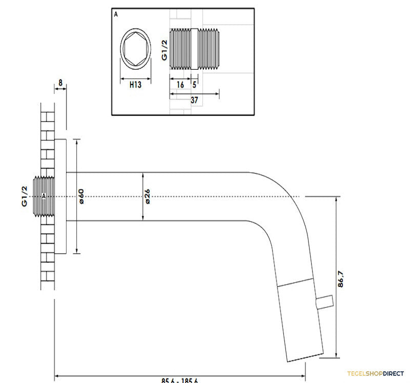 Inbouw Fonteinkraan Brauer Black Edition Inkortbaar Mat Zwart – afbeelding 3