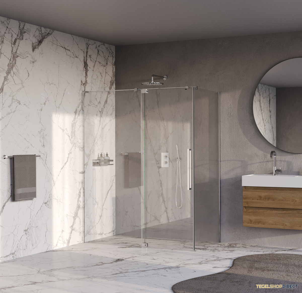 BRAUER Stellar douchecabine met draaideur helder glas 160x100x200 omkeerbaar incl. glascoating chroom – afbeelding 2