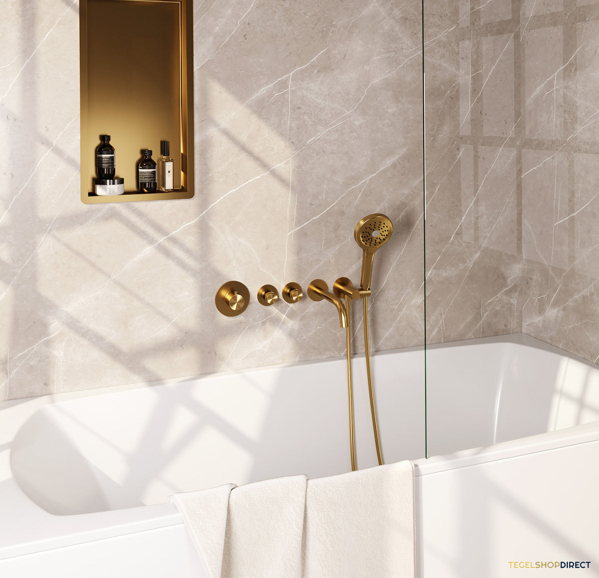 Inbouwthermostaat set Brauer Gold Edition Met Rozetten Incl Baduitloop Goud (Keuze Handdouche) – afbeelding 2