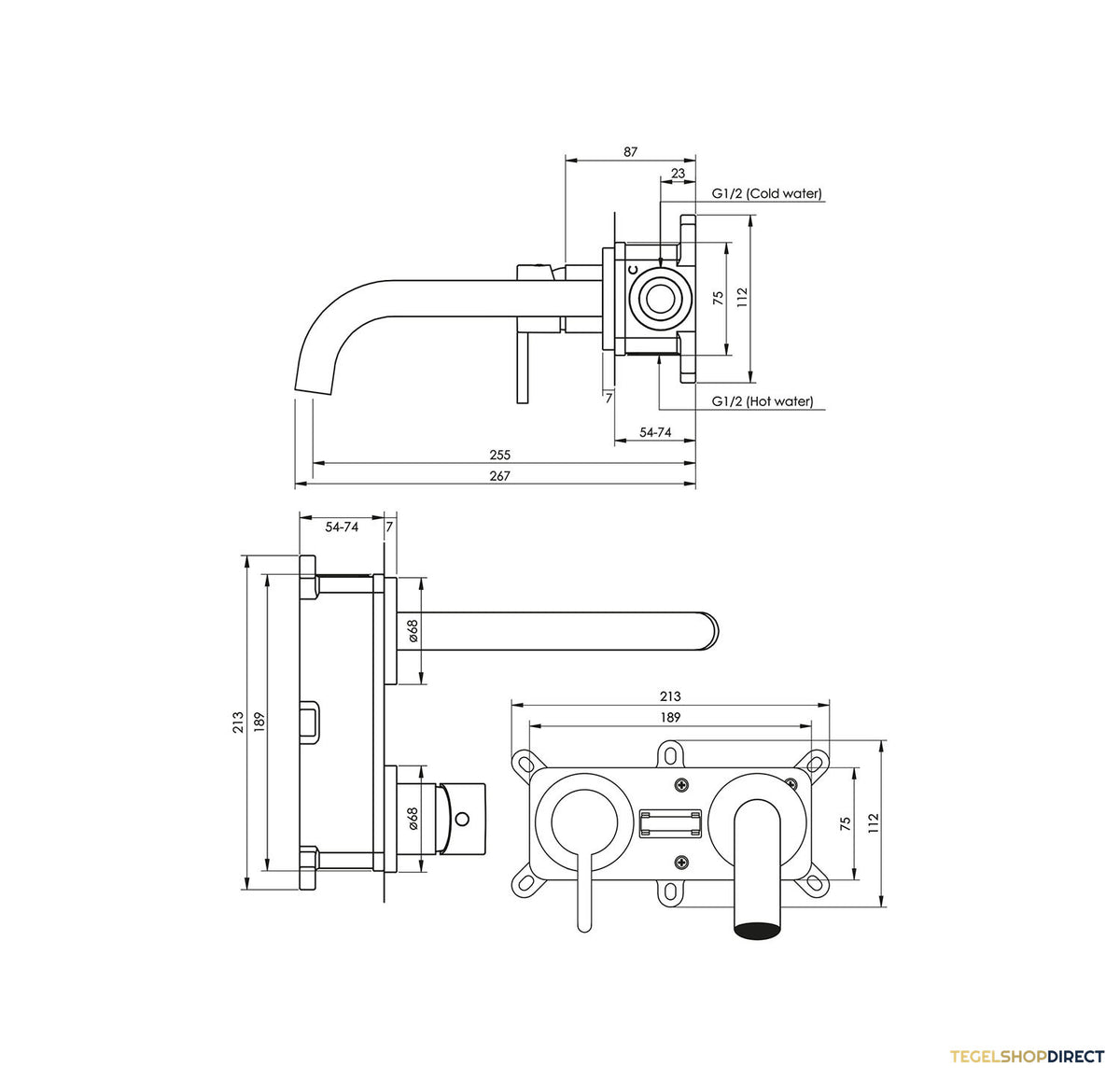 Inbouw Wastafelmengkraan Brauer Chrome Edition Coldstart Gebogen Uitloop Korte Ronde Hendel Links Chroom Met Rozetten – afbeelding 3