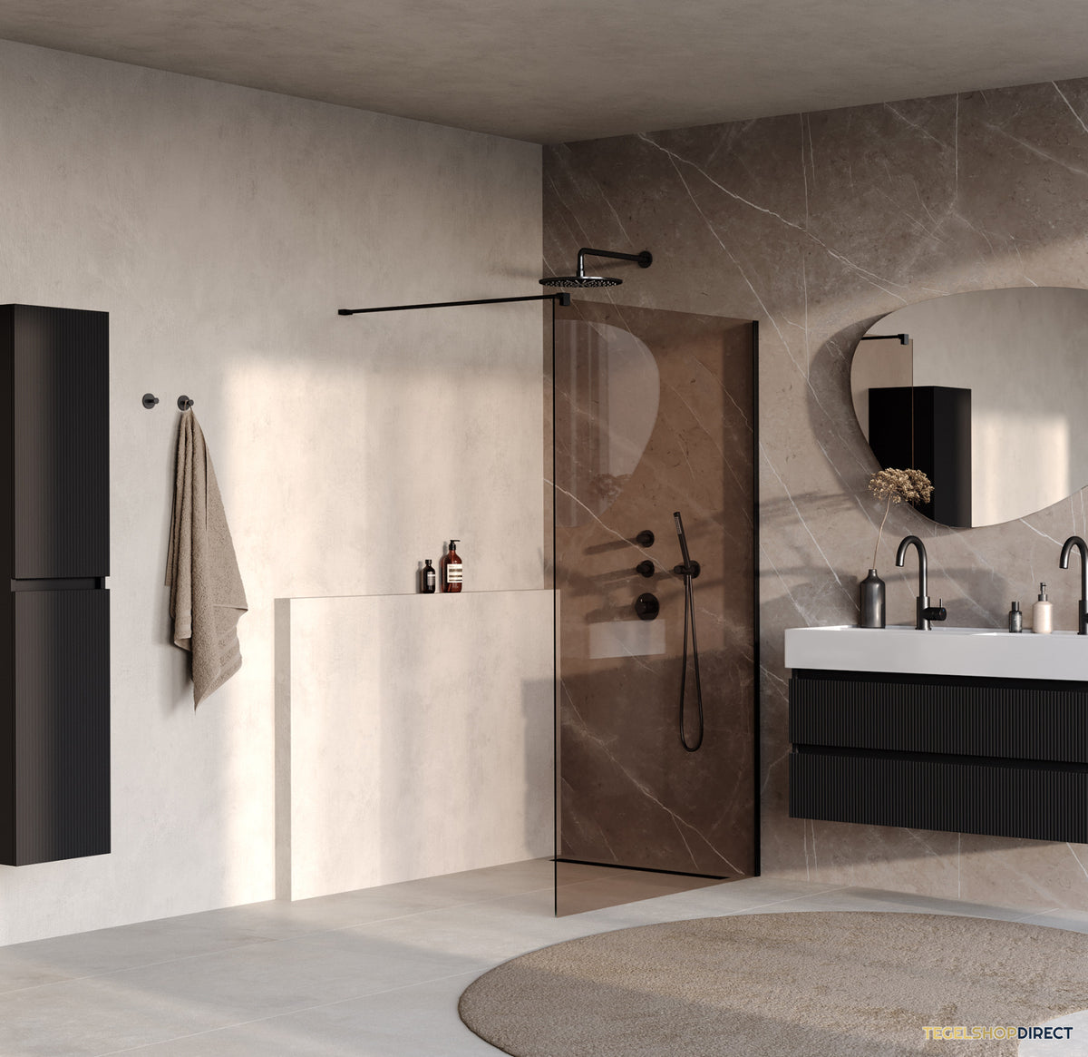 BRAUER Oblivion inloopdouche brons glas 120x200 incl. glascoating mat zwart – afbeelding 2