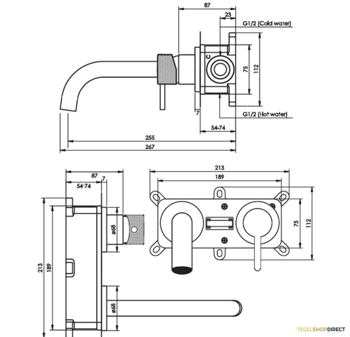 Inbouw Wastafelmengkraan Brauer Gunmetal Carving Coldstart Gebogen Uitloop Ronde Hendel Links Geborsteld Gunmetal Met Rozetten – afbeelding 4