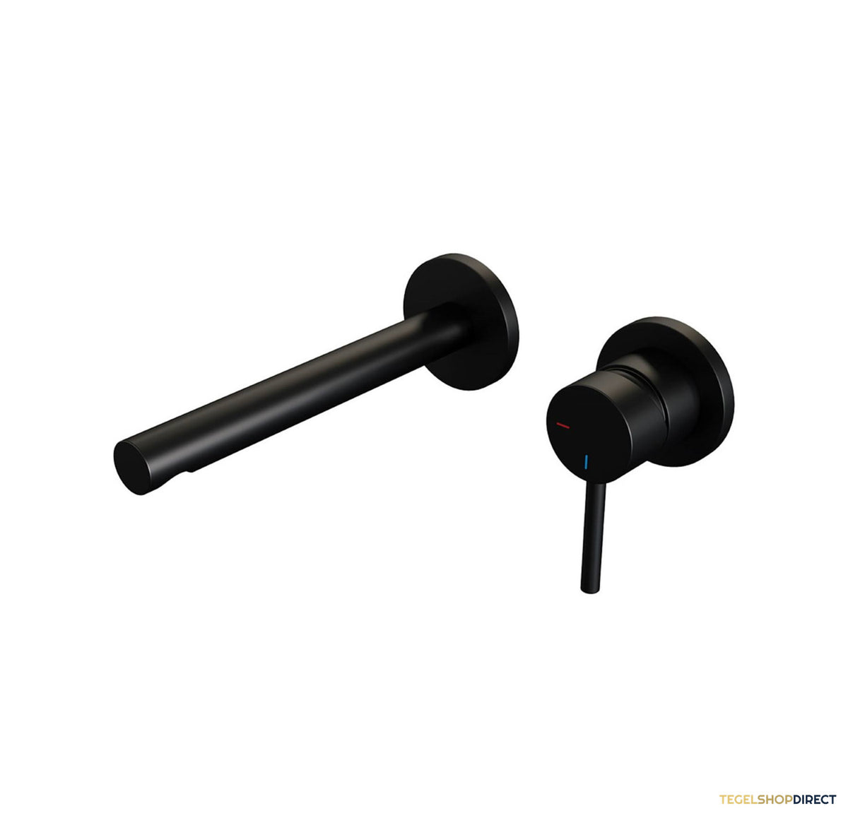 Inbouw Wastafelmengkraan Brauer Black Edition Coldstart Rechte Uitloop Ronde Hendel Rechts Mat Zwart Met Rozetten