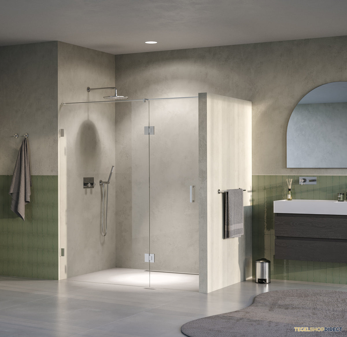 BRAUER Void nisdeur 2-delig helder glas 170x200 omkeerbaar met draaideur 70 aan glas incl. glascoating PVD RVS-kleurig – afbeelding 2