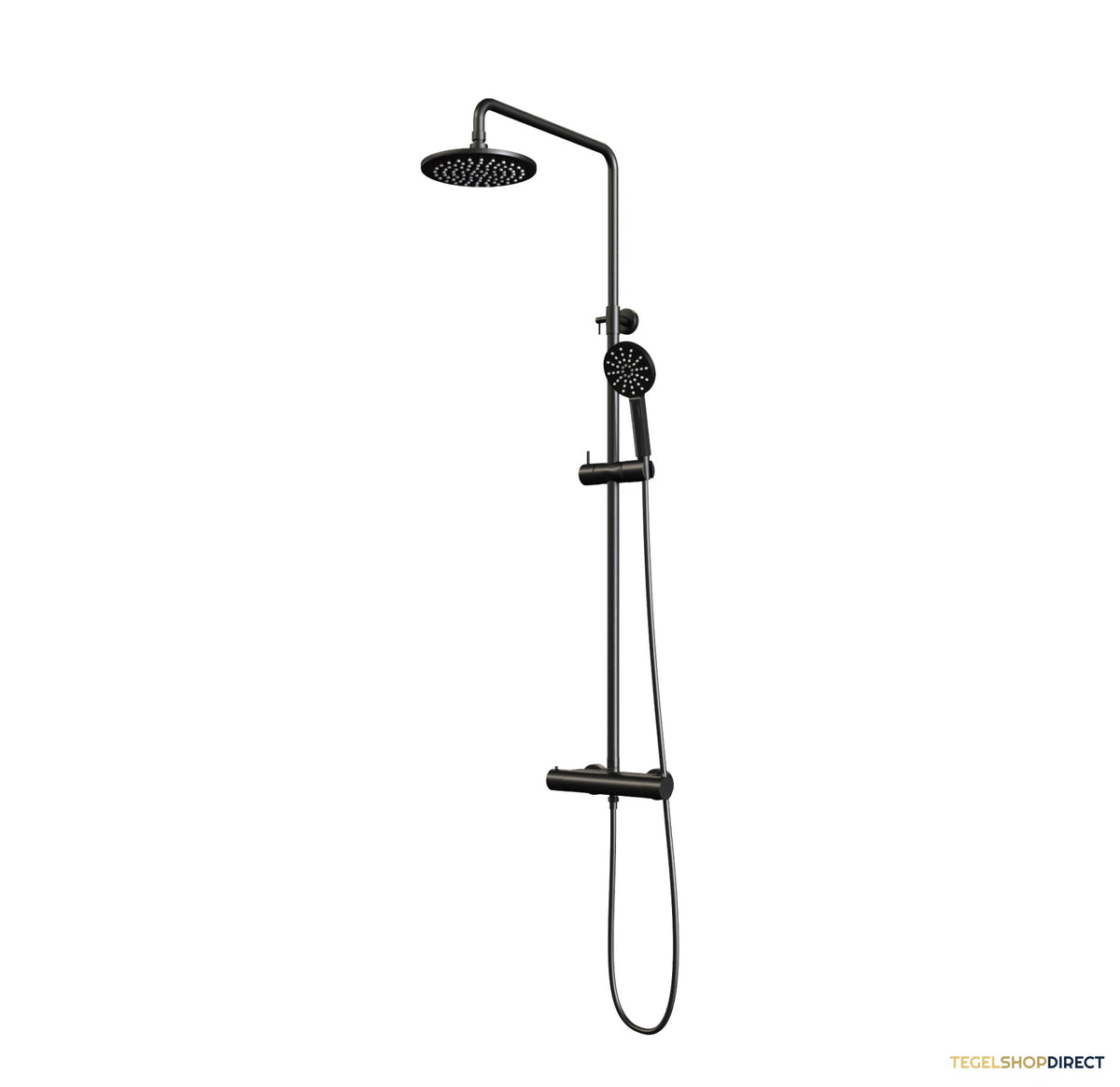 Regendouche Brauer Black Showerpipe met Thermostaat 20cm 3 Standen Mat Zwart – afbeelding 2