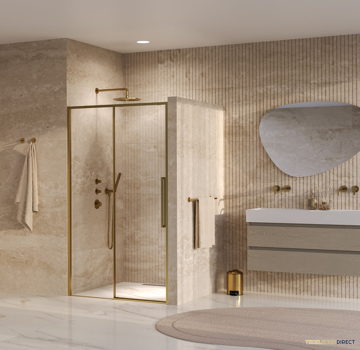 BRAUER Galactic Nisdeur 2-Delig Schuif 120x200 Omkeerbaar Helder Glas Incl. Glascoating PVD Goud Geborsteld – afbeelding 2