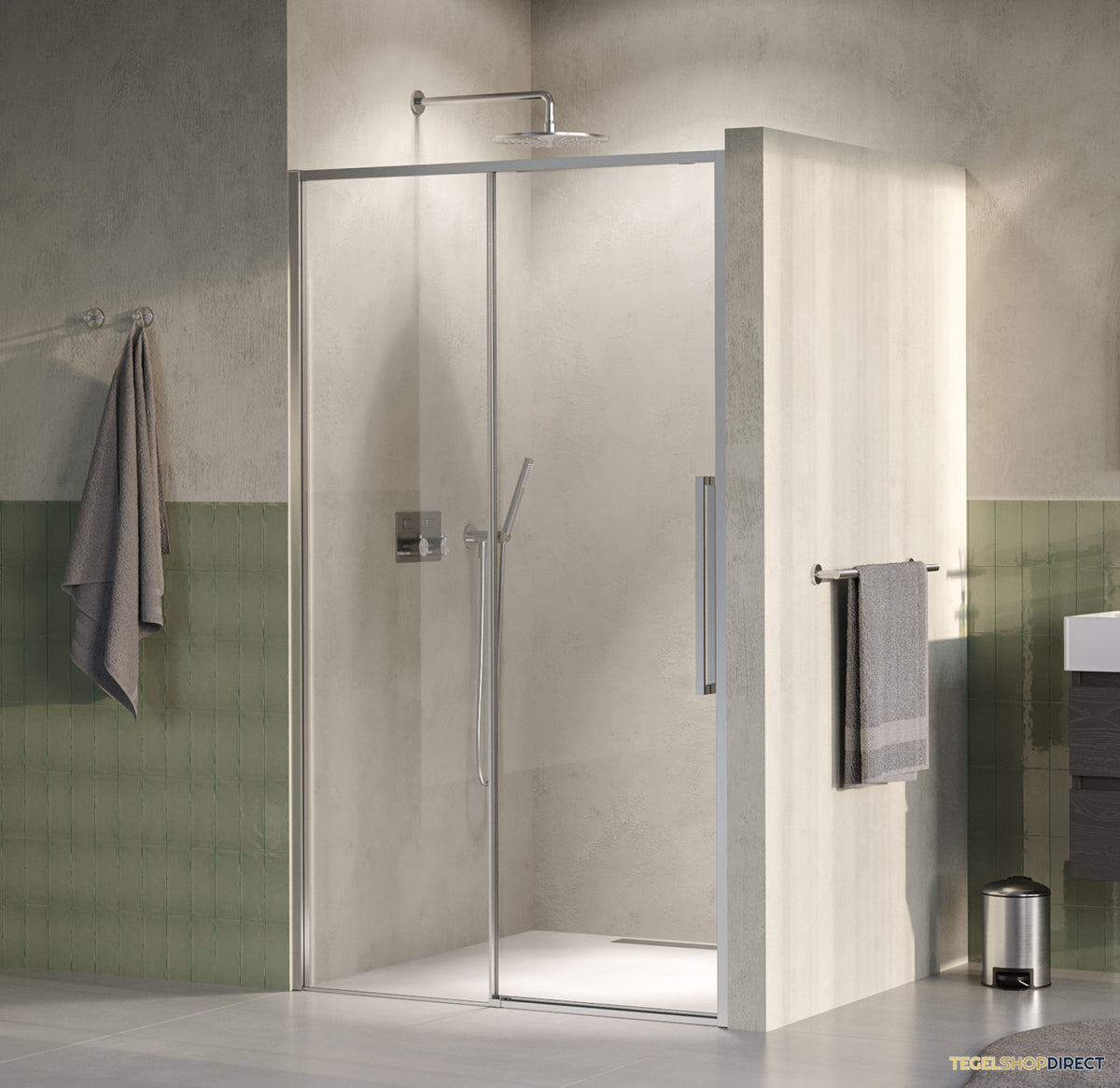 BRAUER Galactic Nisdeur 2-Delig Schuif 120x200 Omkeerbaar Helder Glas Incl. Glascoating PVD RVS-Kleurig Geborsteld