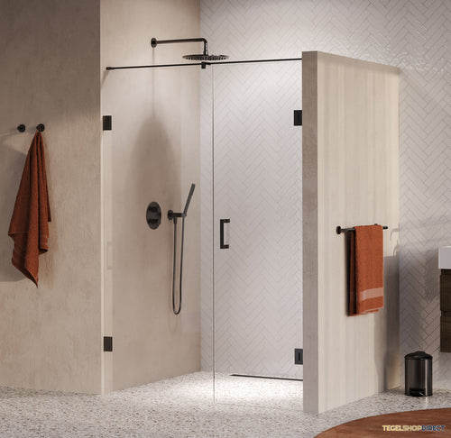 BRAUER Void nisdeur 2-delig helder glas 140x200 omkeerbaar met draaideur 70 aan muur incl. glascoating PVD gunmetal
