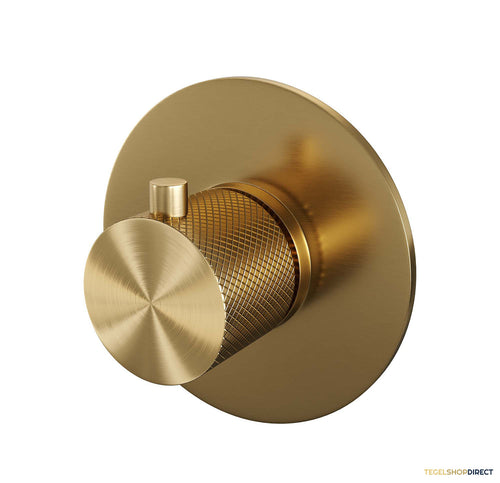 Inbouwthermostaat Brauer Gold Carving met Ronde knop en Rozet Geborsteld Goud