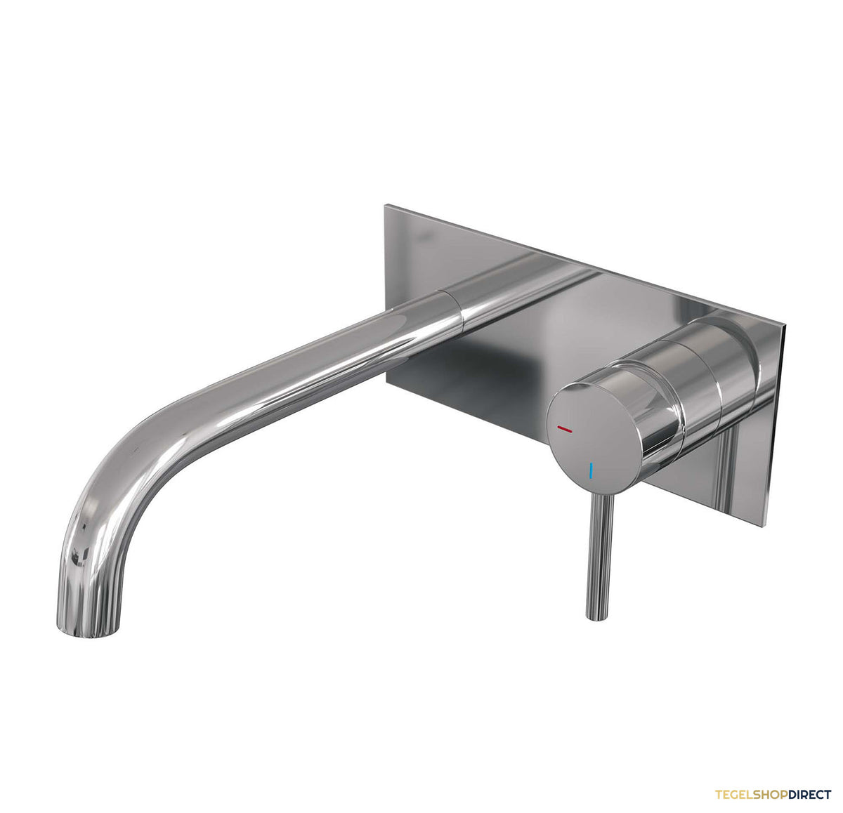 Inbouw Wastafelmengkraan Brauer Chrome Edition Coldstart Gebogen Uitloop Ronde Hendel Rechts Chroom Met Afdekplaat