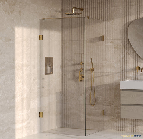 BRAUER Void douchecabine met draaideur helder glas 90x90x200 incl. glascoating PVD goud geborsteld