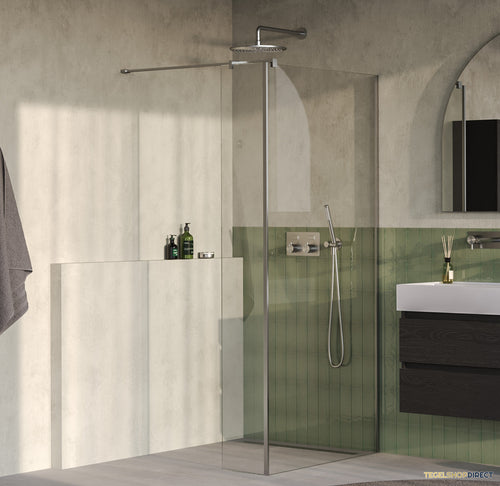 BRAUER Oblivion inloopdouche helder glas 100x200 met zijwand 30 incl. glascoating PVD RVS-kleurig geborsteld