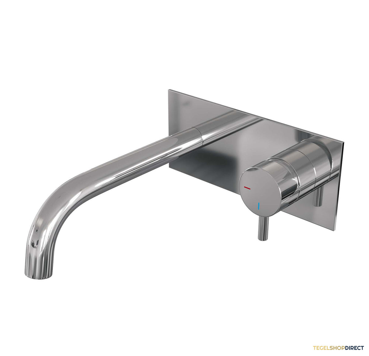 Inbouw Wastafelmengkraan Brauer Chrome Edition Coldstart Gebogen Uitloop Korte Ronde Hendel Rechts Chroom Met Afdekplaat