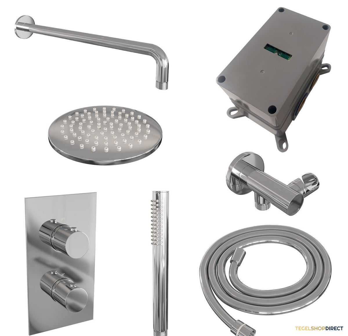 Inbouw Regendouche Set Brauer Chrome Edition Gebogen Wanduitloop Ronde Hoofddouche 20 cm – afbeelding 2