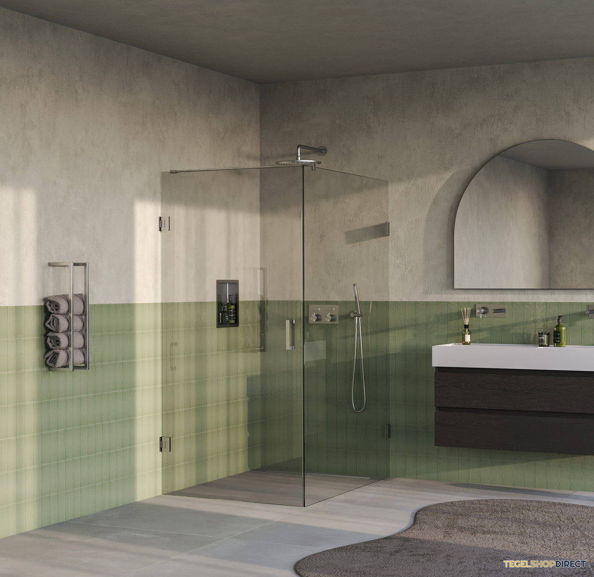 BRAUER Void douchecabine met draaideur helder glas 100x140x200 incl. glascoating PVD RVS-kleurig geborsteld – afbeelding 2