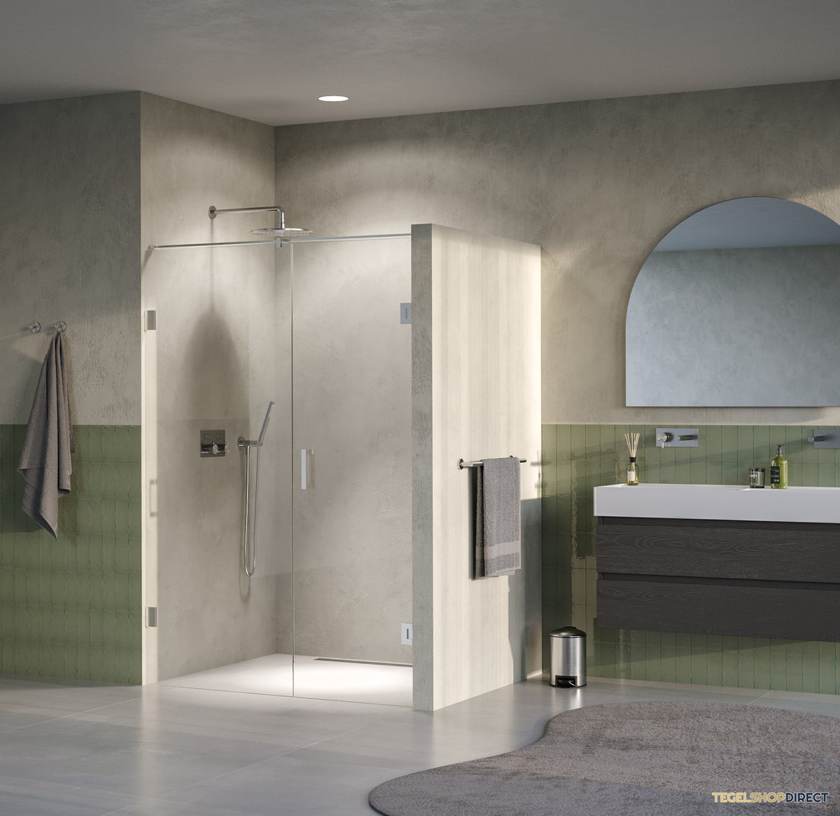 BRAUER Void nisdeur 2-delig helder glas 130x200 omkeerbaar met draaideur 60 aan muur incl. glascoating PVD RVS-kleurig – afbeelding 2