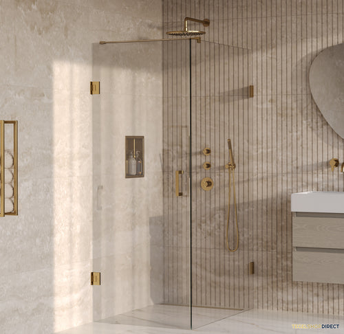BRAUER Void douchecabine met draaideur helder glas 80x120x200 incl. glascoating PVD goud geborsteld