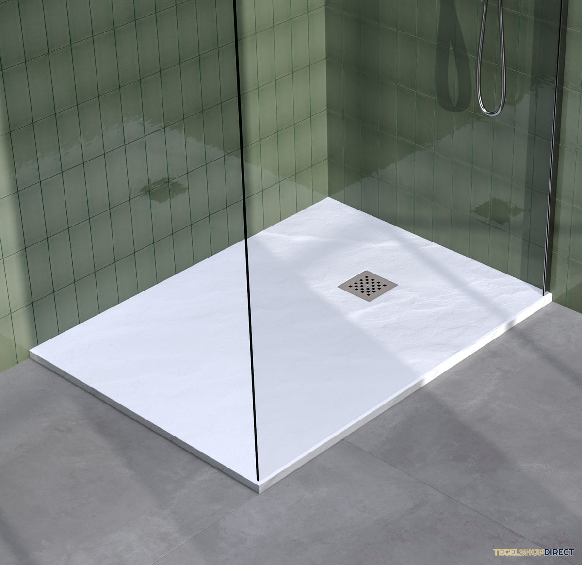 BRAUER Douchebak Asteroid 90x120 incl. antislip en antibacterieel mineraalmarmer mat wit
