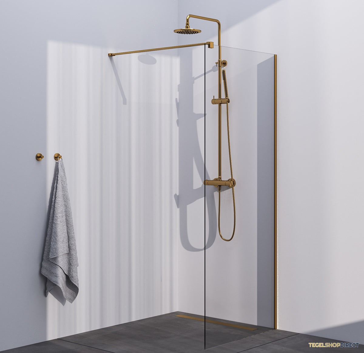 BRAUER Season inloopdouche model C helder glas 80x200 incl. glascoating goud geborsteld