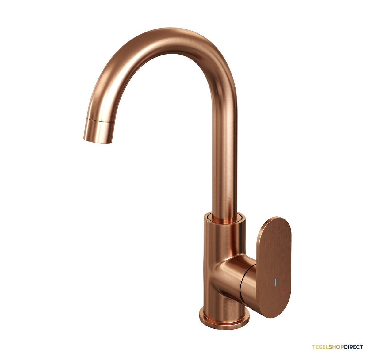 Wastafelmengkraan Brauer Copper Edition Coldstart Opbouw Hoog Gebogen Platte Hendel Geborsteld Koper PVD