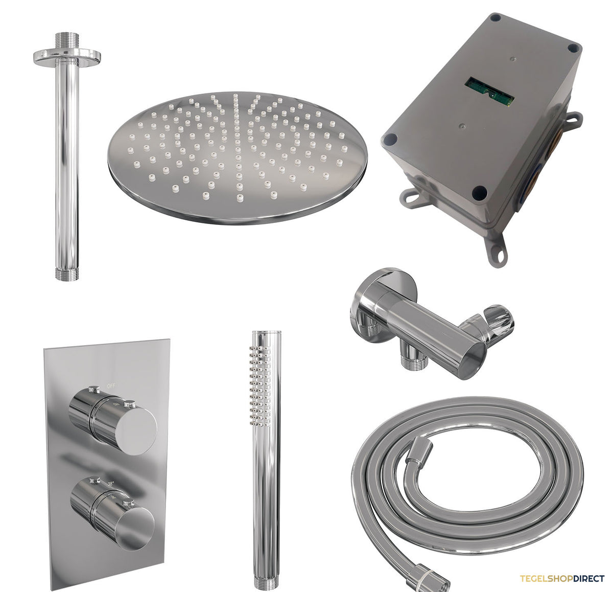 Inbouw Regendouche Set Brauer Chrome Edition Plafond Uitloop Ronde Hoofddouche 30 cm – afbeelding 2