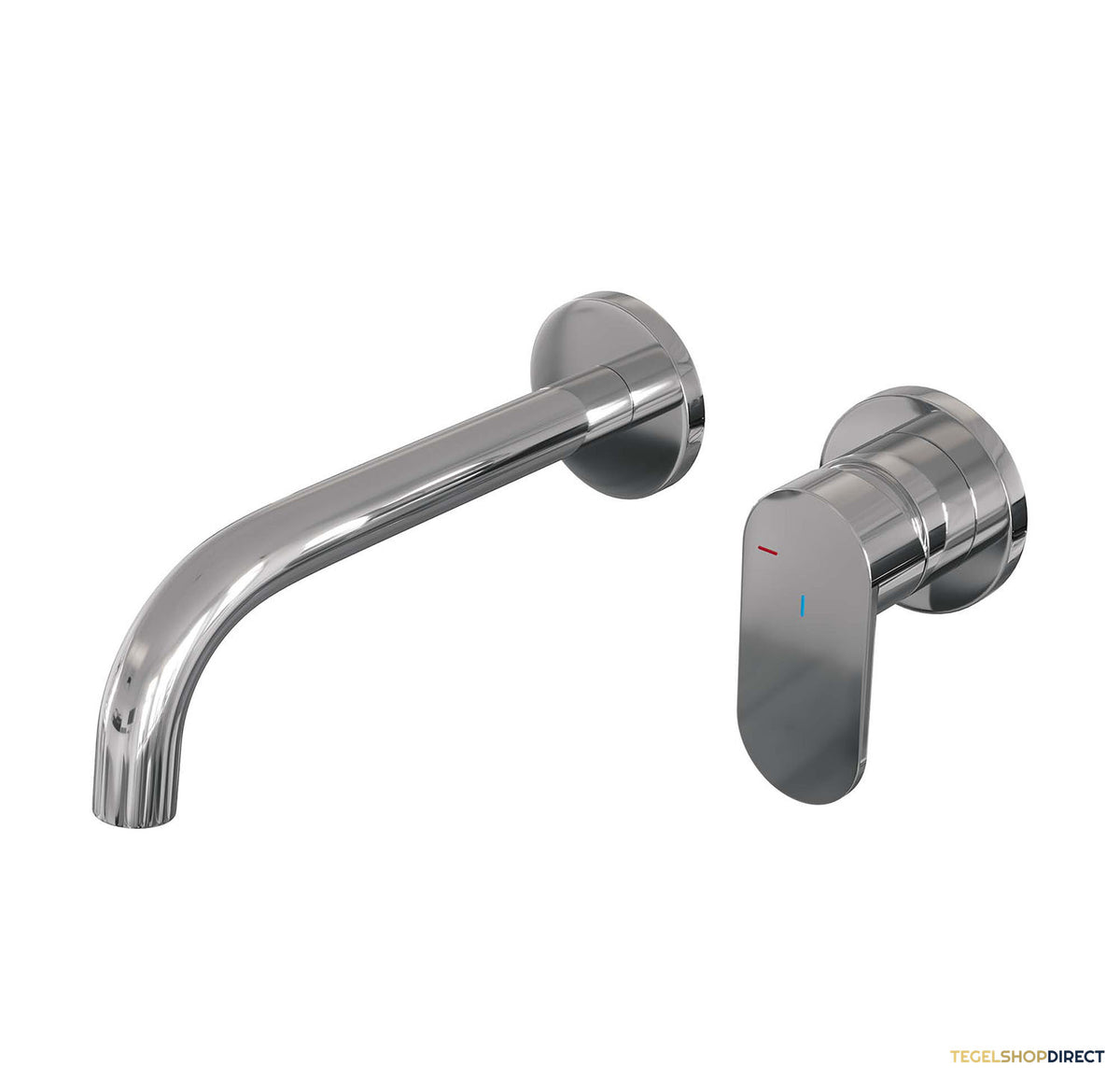 Inbouw Wastafelmengkraan Brauer Chrome Edition Coldstart Gebogen Uitloop Platte Hendel Rechts Chroom Met Rozetten