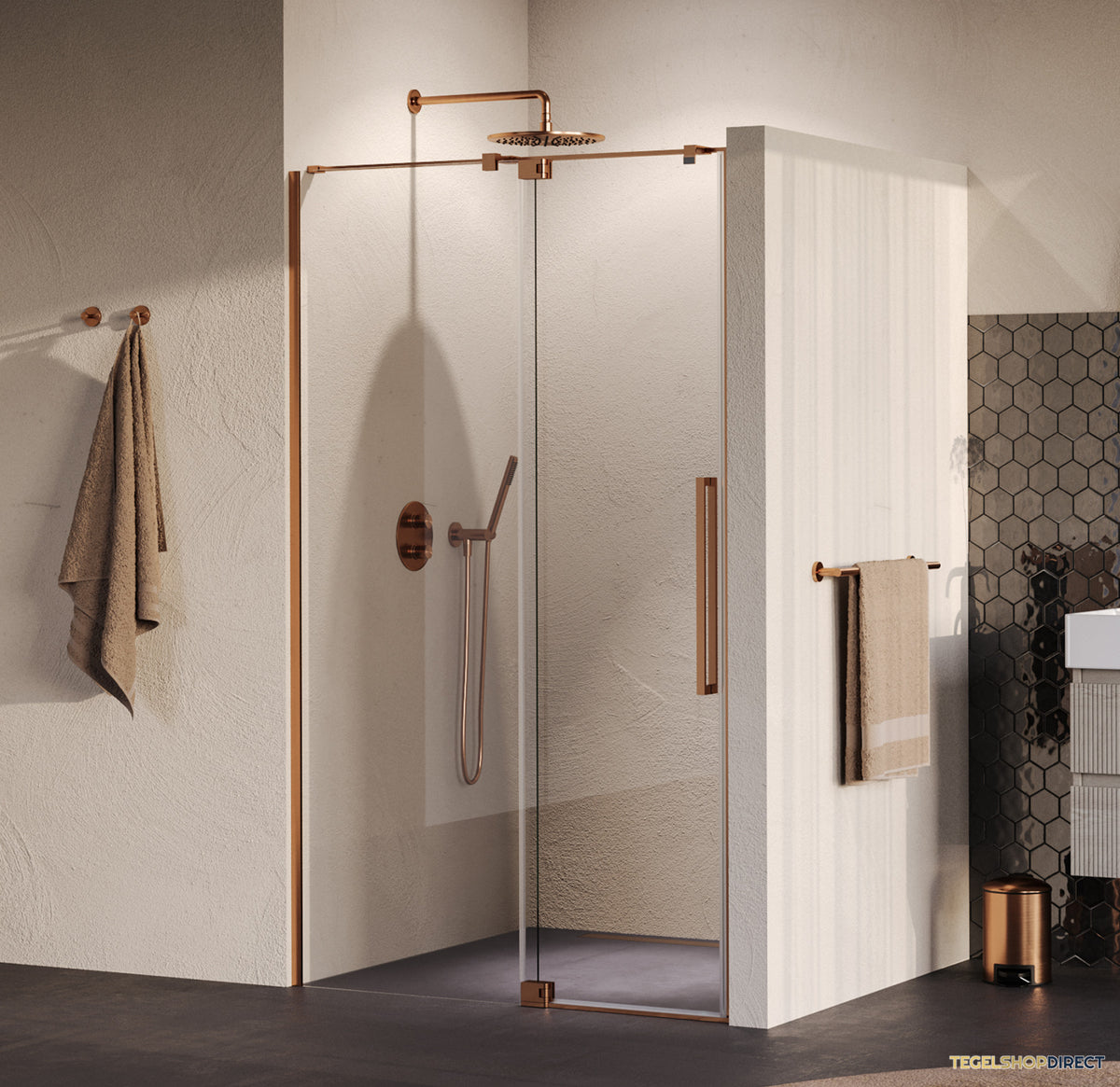 BRAUER Stellar nisdeur 2-delig draaiend helder glas 120x200 omkeerbaar incl. glascoating PVD koper geborsteld