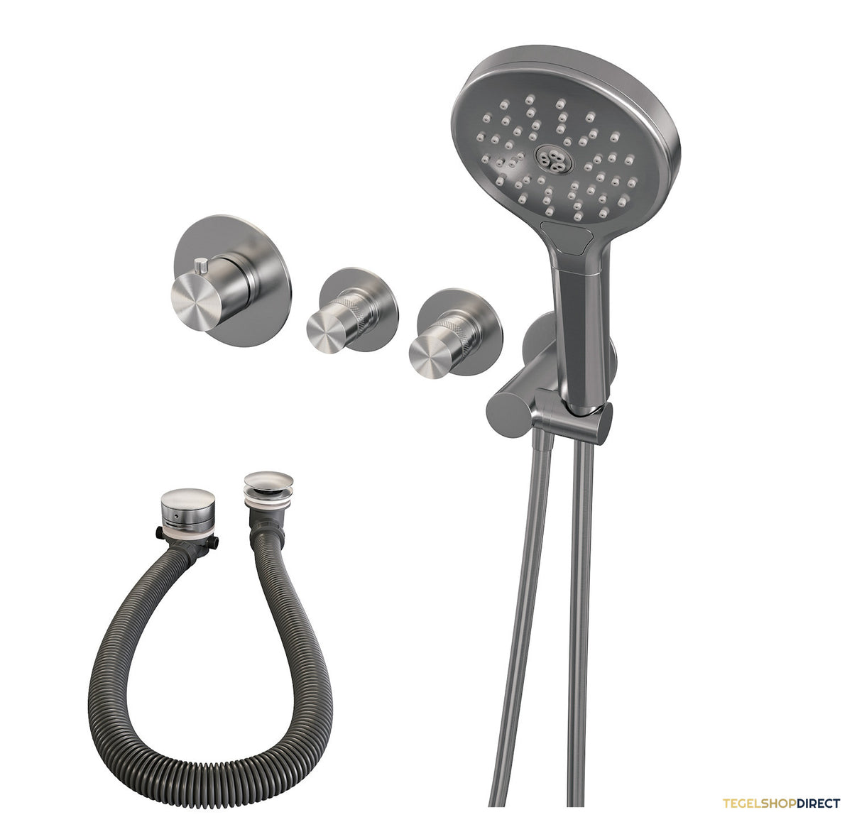 Inbouwthermostaat set Brauer Brushed Edition Incl Badafvoer Geborsteld RVS (Keuze Handdouche) – afbeelding 4