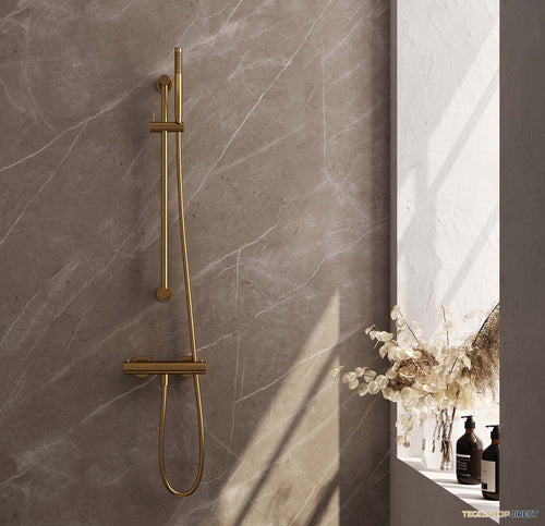 Douchekraanset Brauer Gold Edition Opbouw Met Glijstang En Staafhanddouche Geborsteld Goud