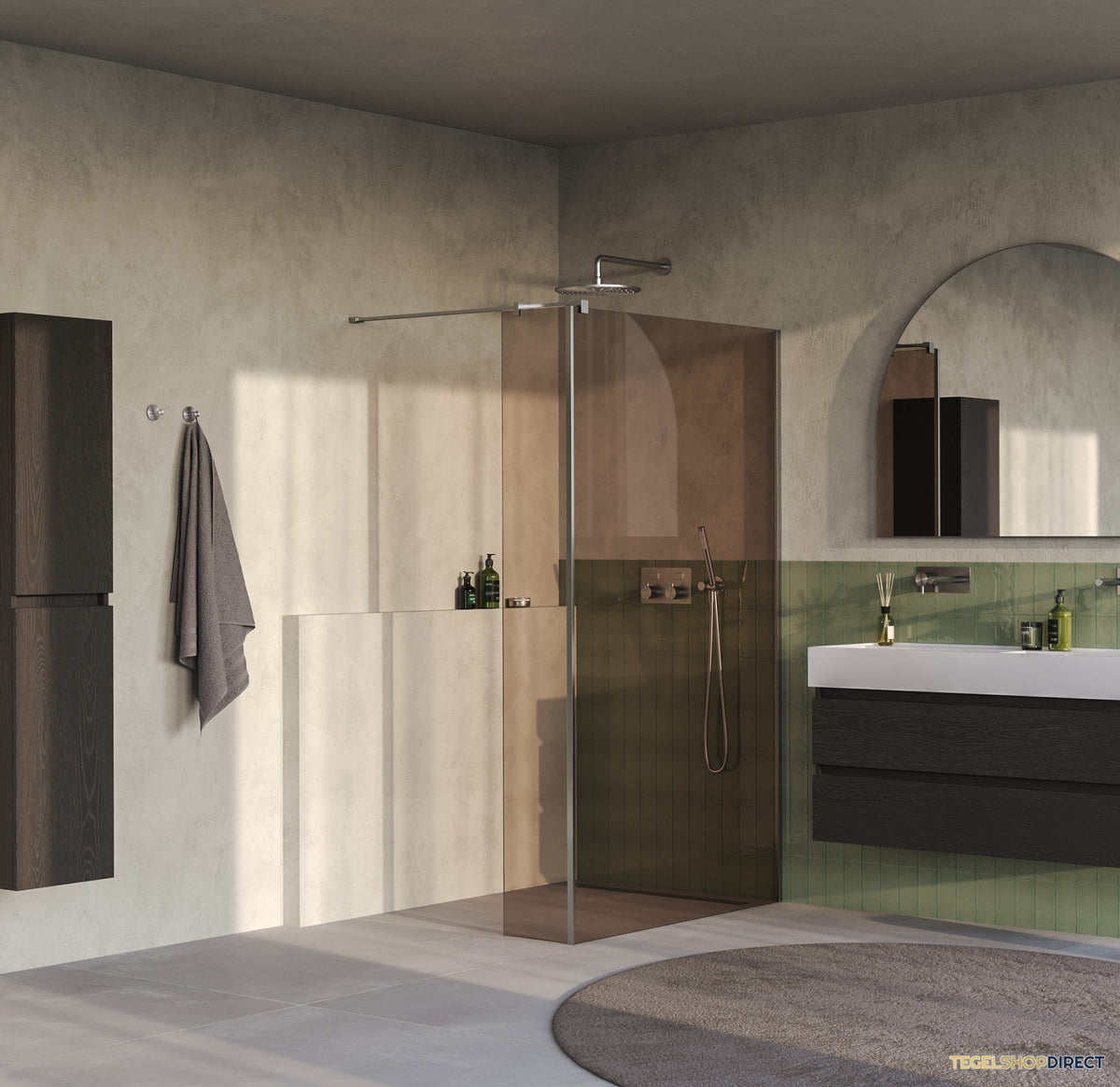 BRAUER Oblivion inloopdouche brons glas 120x200 met zijwand 30 incl. glascoating PVD RVS-kleurig geborsteld – afbeelding 2
