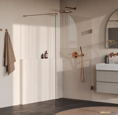 BRAUER Void inloopdouche helder glas 140x200 incl. glascoating PVD koper geborsteld