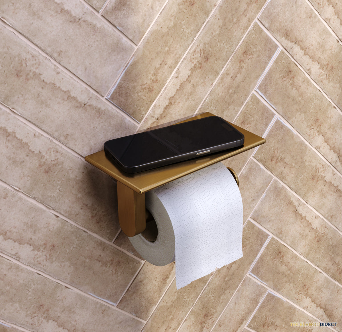 Toiletrolhouder Brauer Gold Edition Met Planchet Goud Geborsteld PVD – afbeelding 2