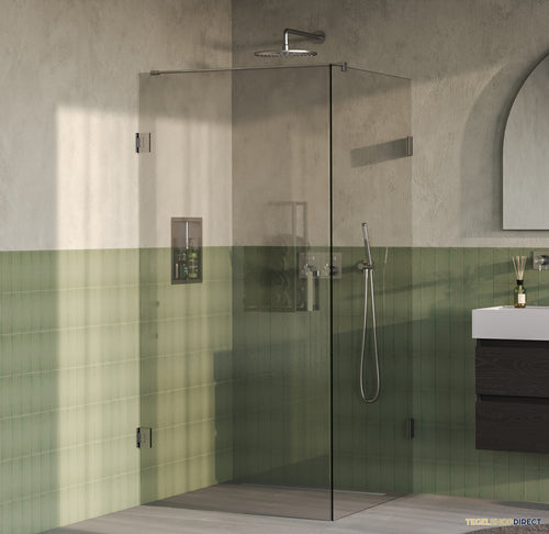 BRAUER Void douchecabine met draaideur helder glas 100x100x200 incl. glascoating PVD RVS-kleurig geborsteld