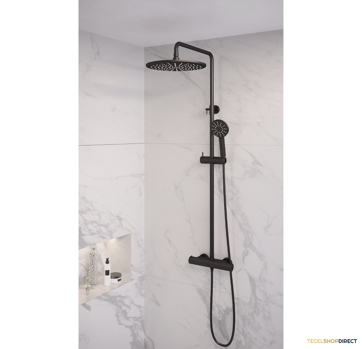 Regendouche Brauer Black Showerpipe met Thermostaat 30cm 3 Standen Mat Zwart – afbeelding 2