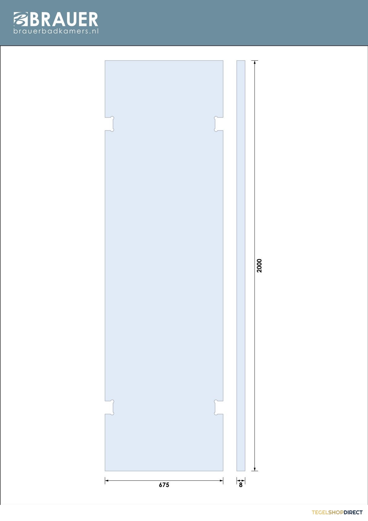 BRAUER Wand 70 helder glas tweezijdige uitsparingen – afbeelding 2