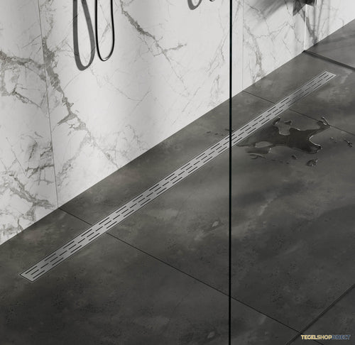 Douchegoot Brauer StanDrain 180x7 cm RVS Vloerflens Inclusief Kunststof Sifon Verstelbare Poten