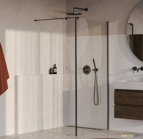 BRAUER Oblivion inloopdouche helder glas 90x200 met zijwand 40 incl. glascoating PVD gunmetal geborsteld