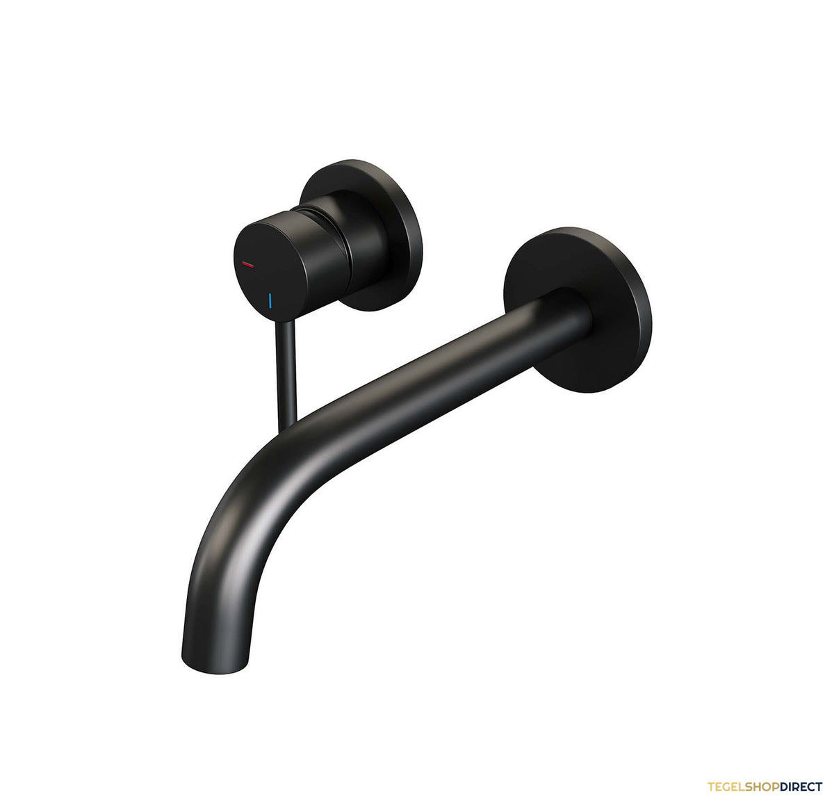 Inbouw Wastafelmengkraan Brauer Black Edition Coldstart Gebogen Uitloop Ronde Hendel Links Mat Zwart Met Rozetten