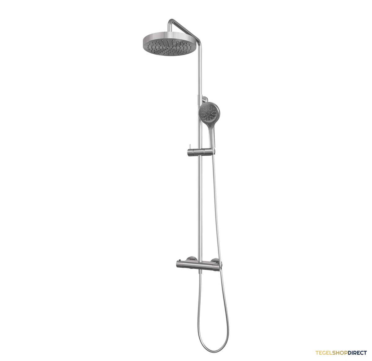 Brauer Stripe opbouw thermostatische regendouche SET 02 met 25 cm hoofddouche en 3-standen handdouche en doucheslang RVS-kleurig geborsteld PVD – afbeelding 3