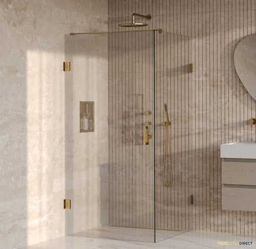 BRAUER Void douchecabine met draaideur helder glas 100x100x200 incl. glascoating PVD goud geborsteld