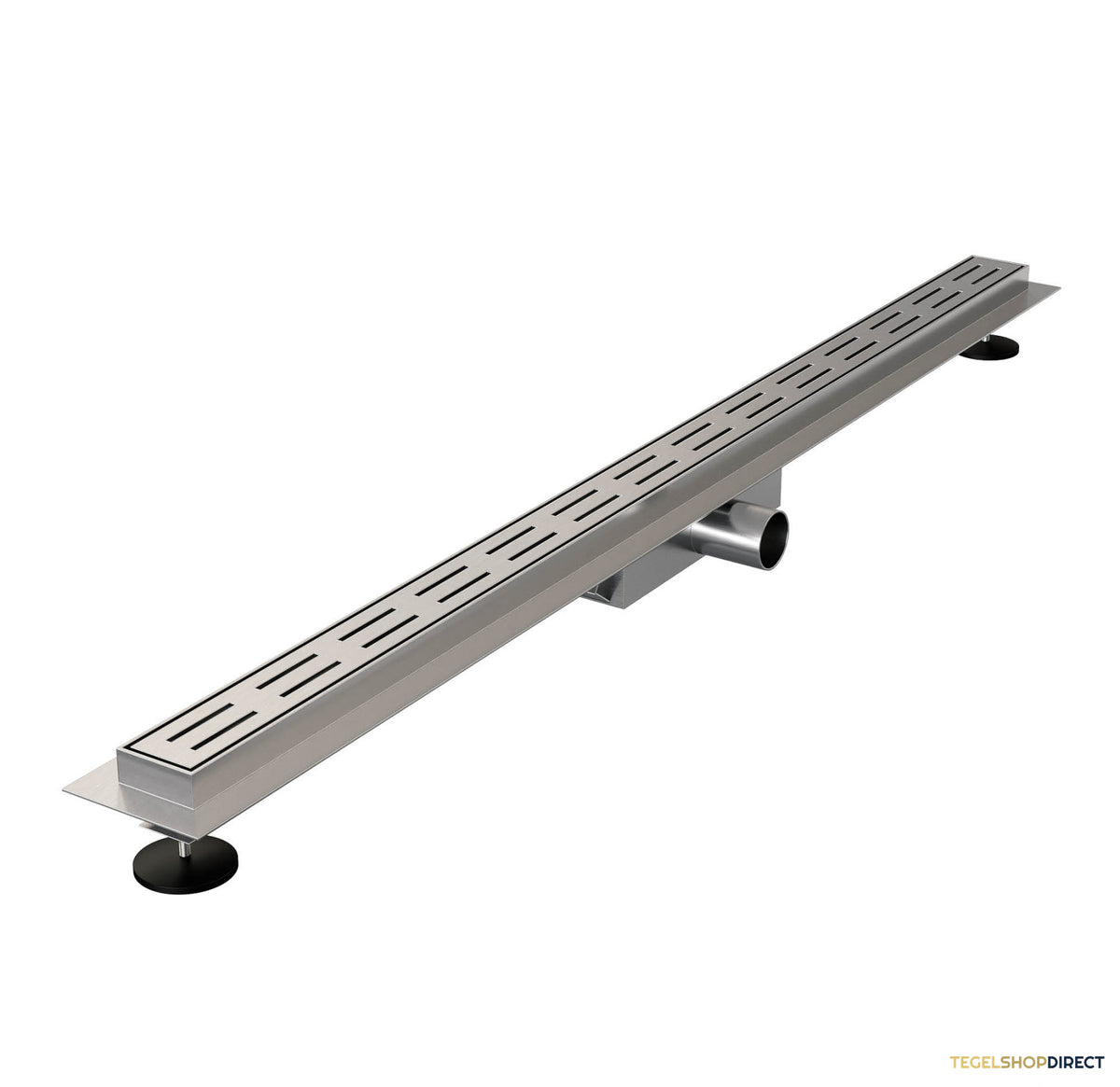 Douchegoot Brauer Small 90x5 cm RVS Vloerflens Inclusief Kunststof Sifon Verstelbare Poten – afbeelding 3