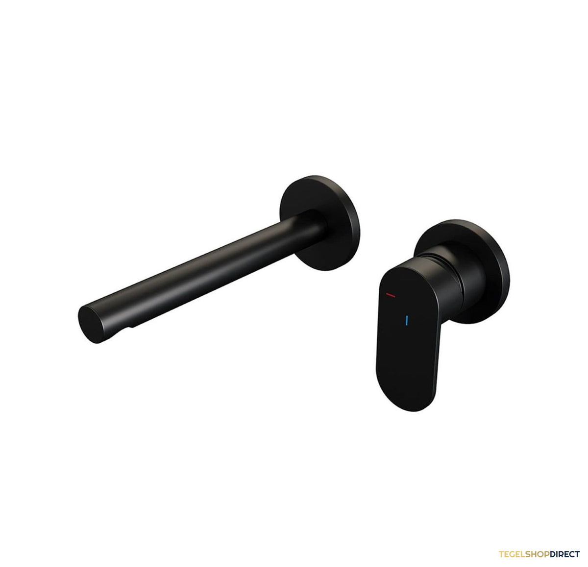 Inbouw Wastafelmengkraan Brauer Black Edition Coldstart Rechte Uitloop Platte Hendel Rechts Mat Zwart Met Rozetten