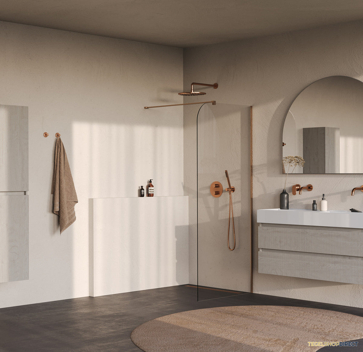 BRAUER Orion inloopdouche helder glas 100x200 incl. glascoating Geborsteld Koper PVD – afbeelding 2