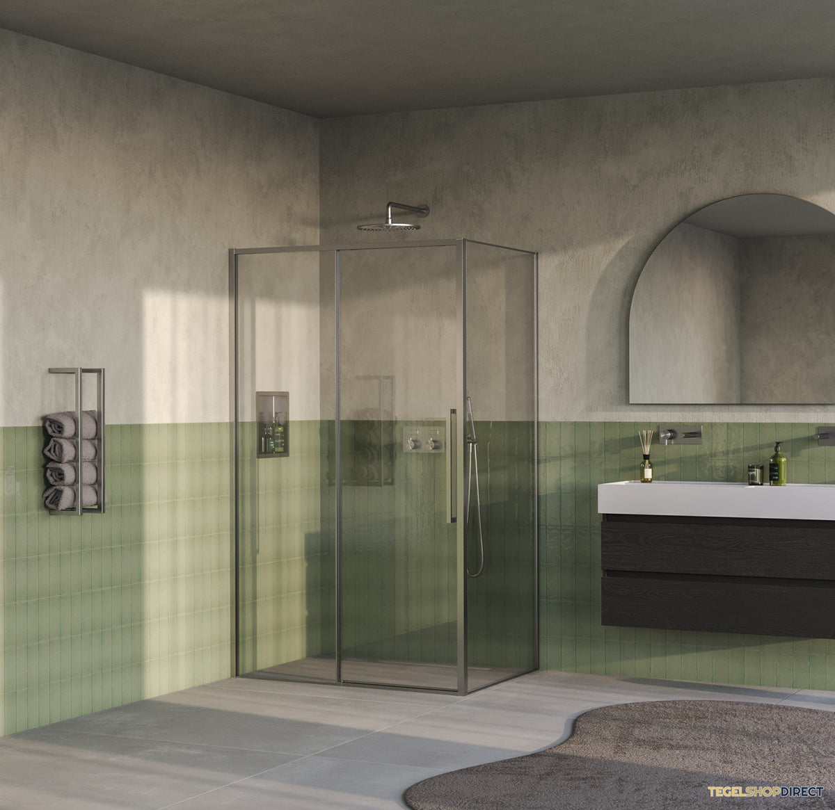 BRAUER Galactic Douchecabine Met Schuifdeur 120x90x200 Omkeerbaar Helder Glas Incl. Glascoating PVD RVS-Kleurig Geborsteld – afbeelding 2