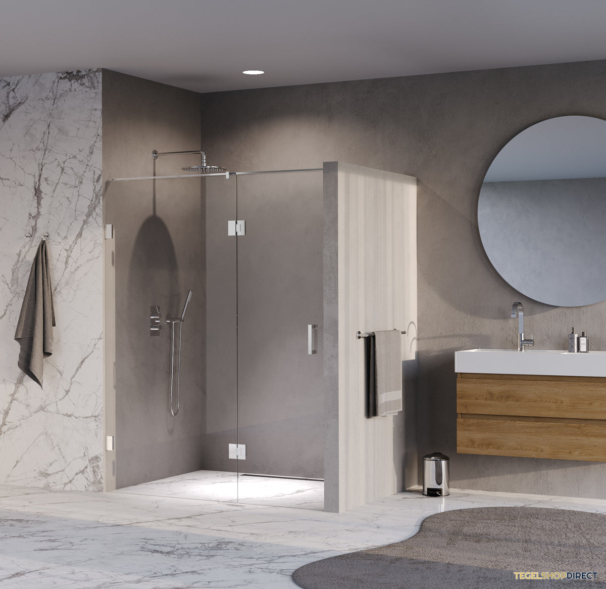 BRAUER Void nisdeur 2-delig helder glas 150x200 omkeerbaar met draaideur 70 aan glas incl. glascoating chroom – afbeelding 2