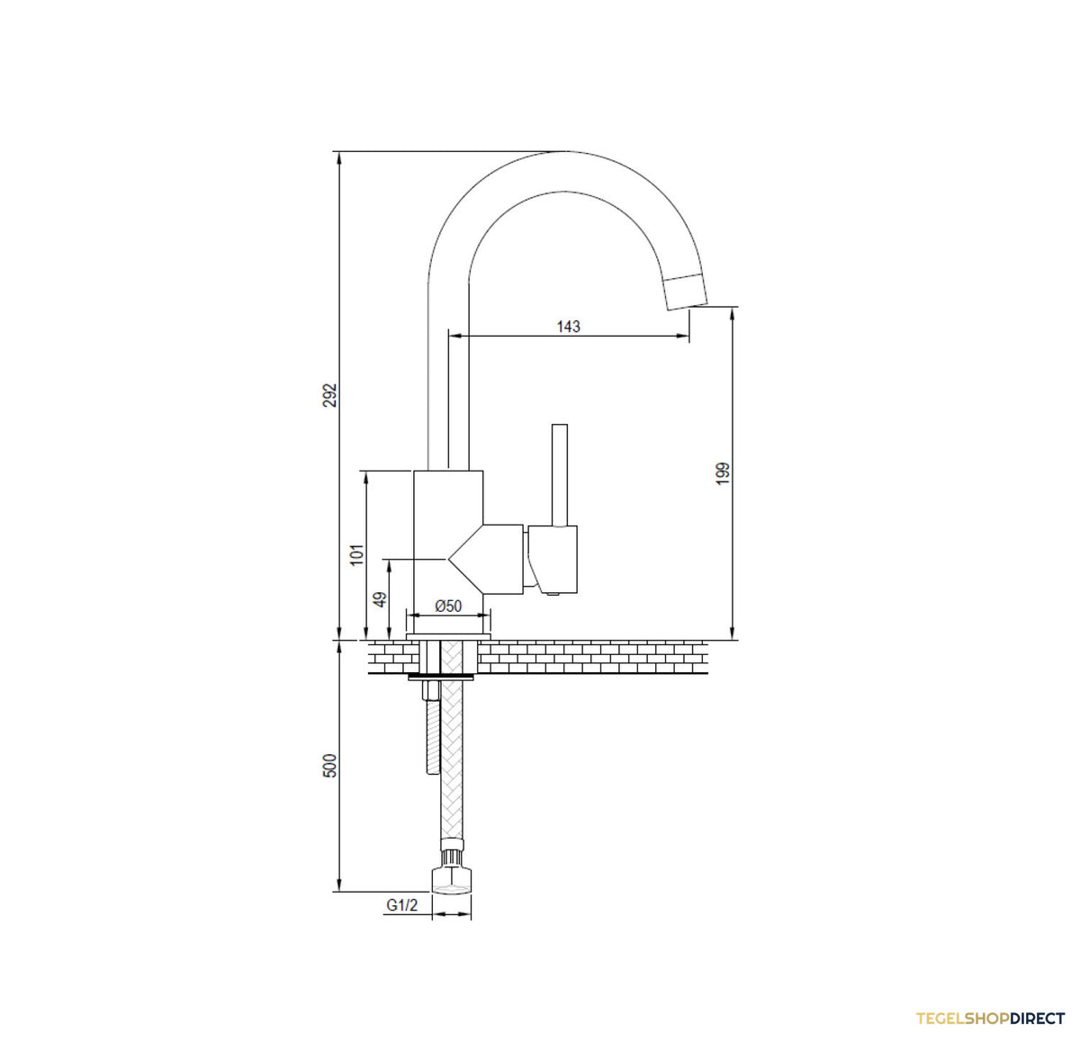 Wastafelmengkraan Brauer Copper Edition Coldstart Opbouw Hoog Plat Gebogen Ronde Hendel Geborsteld Koper PVD – afbeelding 4