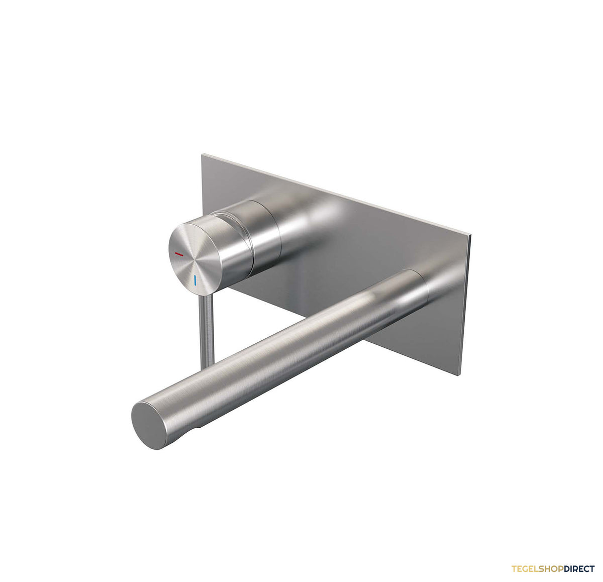 Inbouw Wastafelmengkraan Brauer Brushed Edition Coldstart Rechte Uitloop Ronde Hendel Links Geborsteld RVS PVD Met Afdekplaat