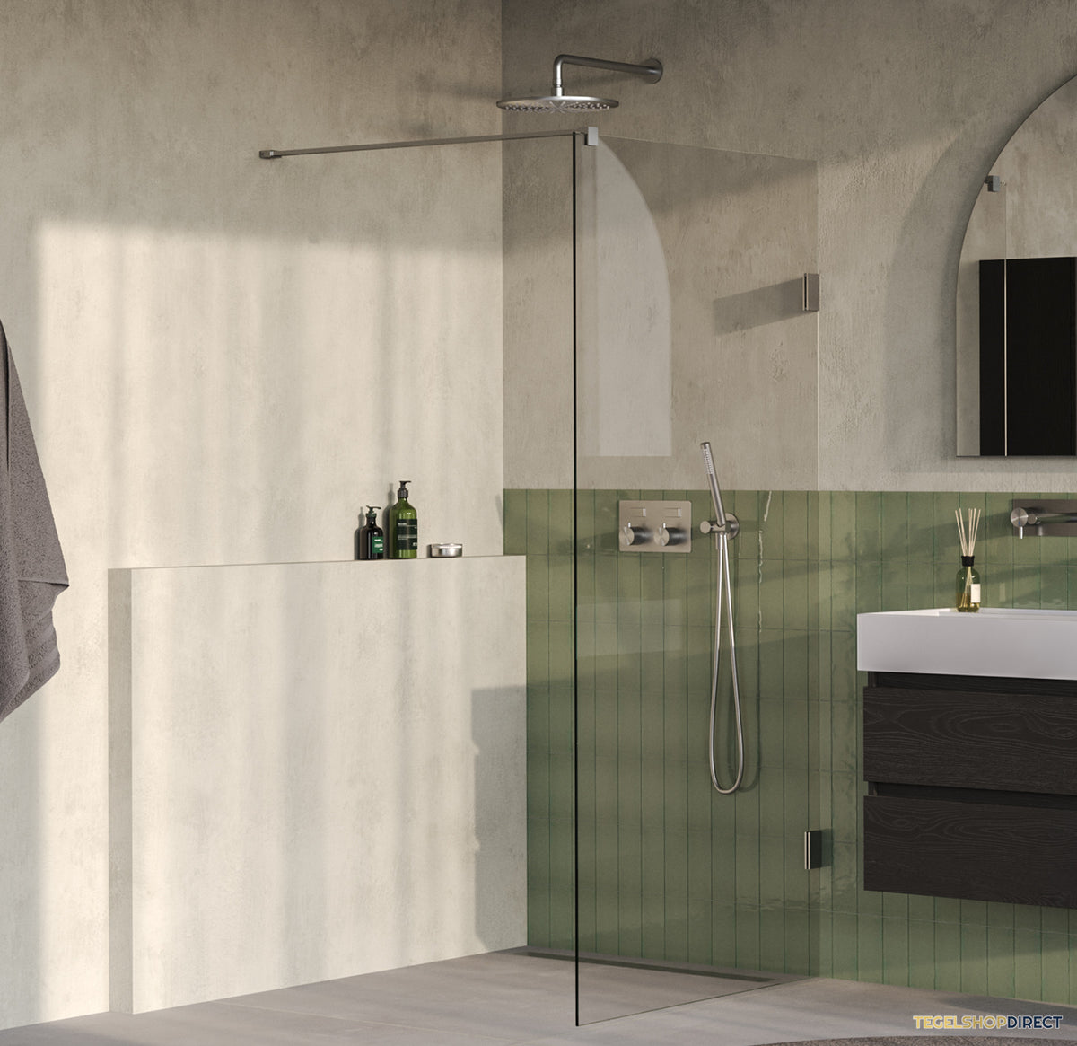 BRAUER Void inloopdouche helder glas 90x200 incl. glascoating PVD RVS-kleurig geborsteld